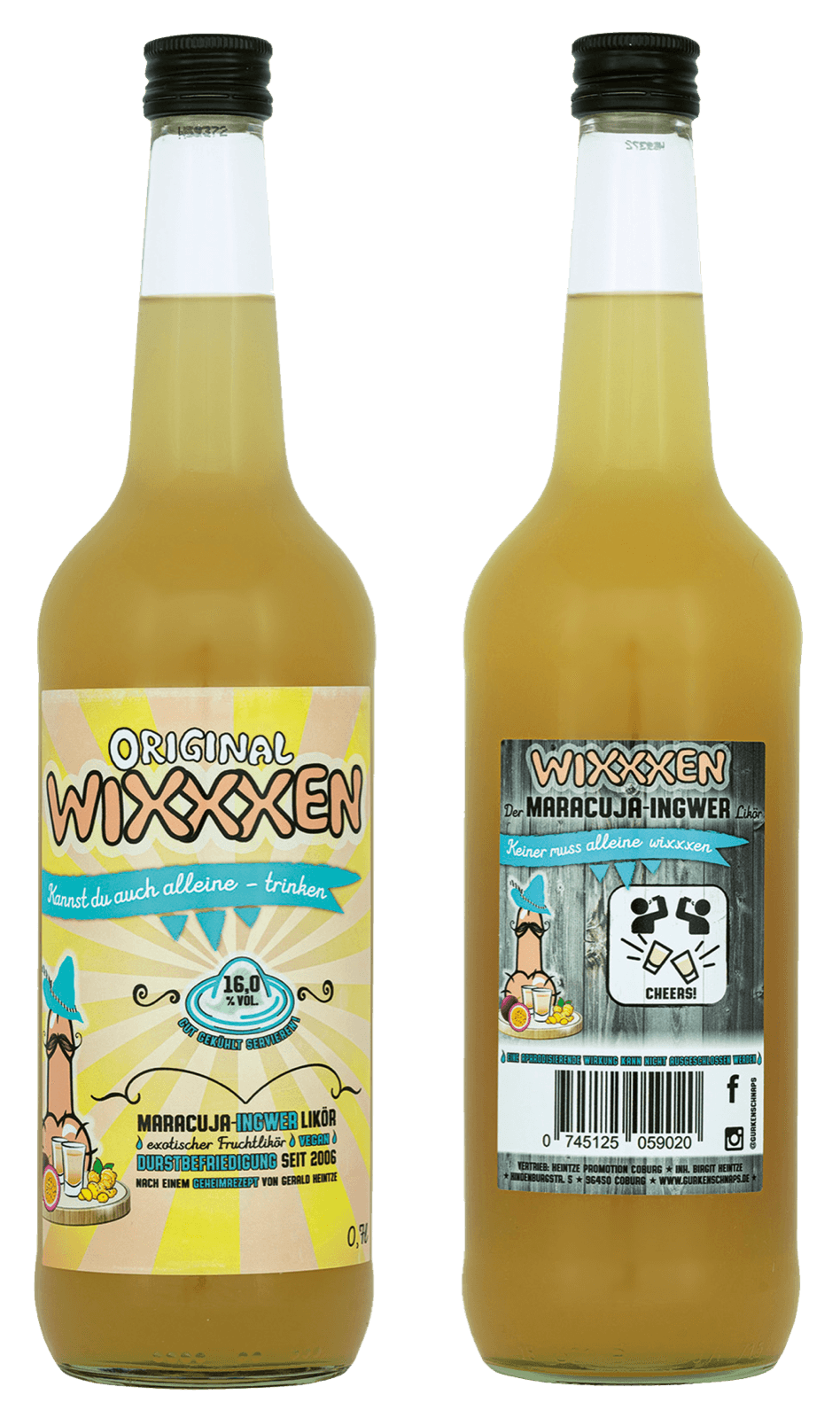 Wixxxen Flasche – Vorder- und Rückseite